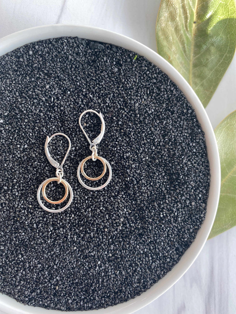 Gold Fill and Sterling Silver Hammered Circle Earrings