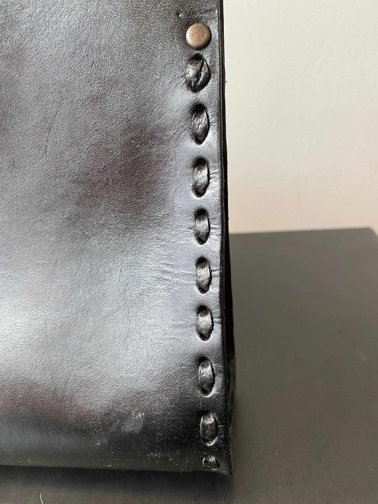 Stitching detail on Everyday clutch in black