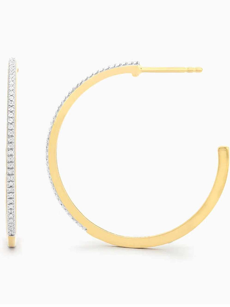 Ella Stein large diamond hoop earrings in 14k gold plated sterling