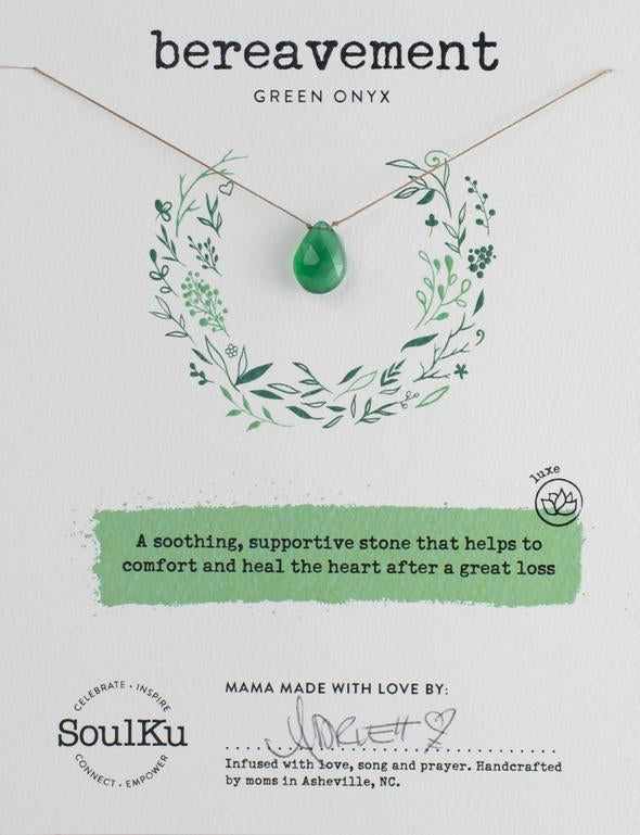 Luxe gemstone necklace in green onyx for bereavement