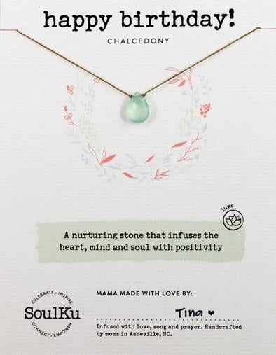 Luxe gemstone birthday gift necklace in chalcedony