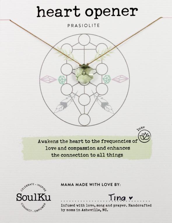 Sacred Geometry Gemstone Necklace in Prasiolite Heart Opener