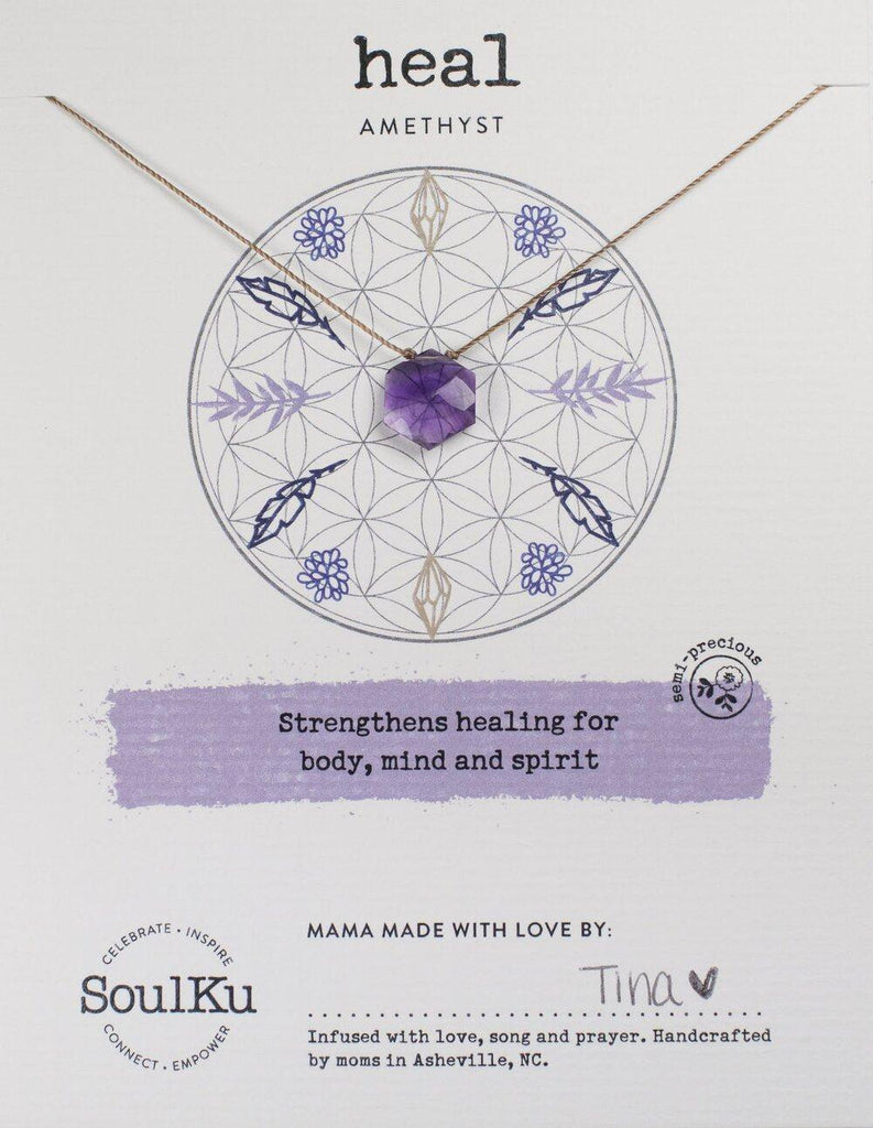 Sacred Geometry Gemstone Necklace in Amethyst to Heal