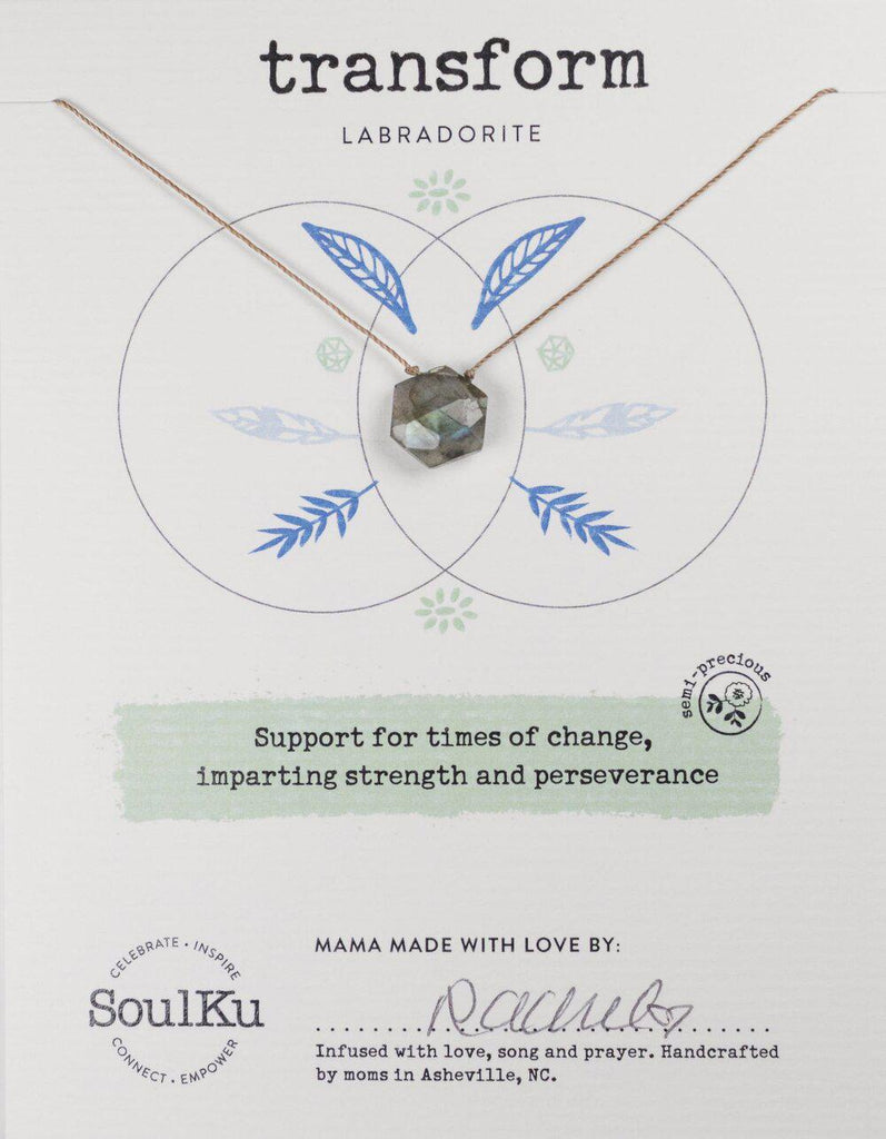 Sacred Geometry Gemstone Necklace in Labradorite to Transform