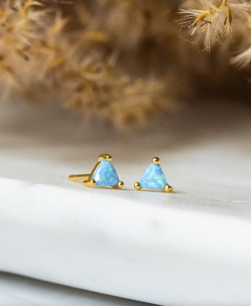 Mini Energy Gem Stud Earrings in Opal for Joy