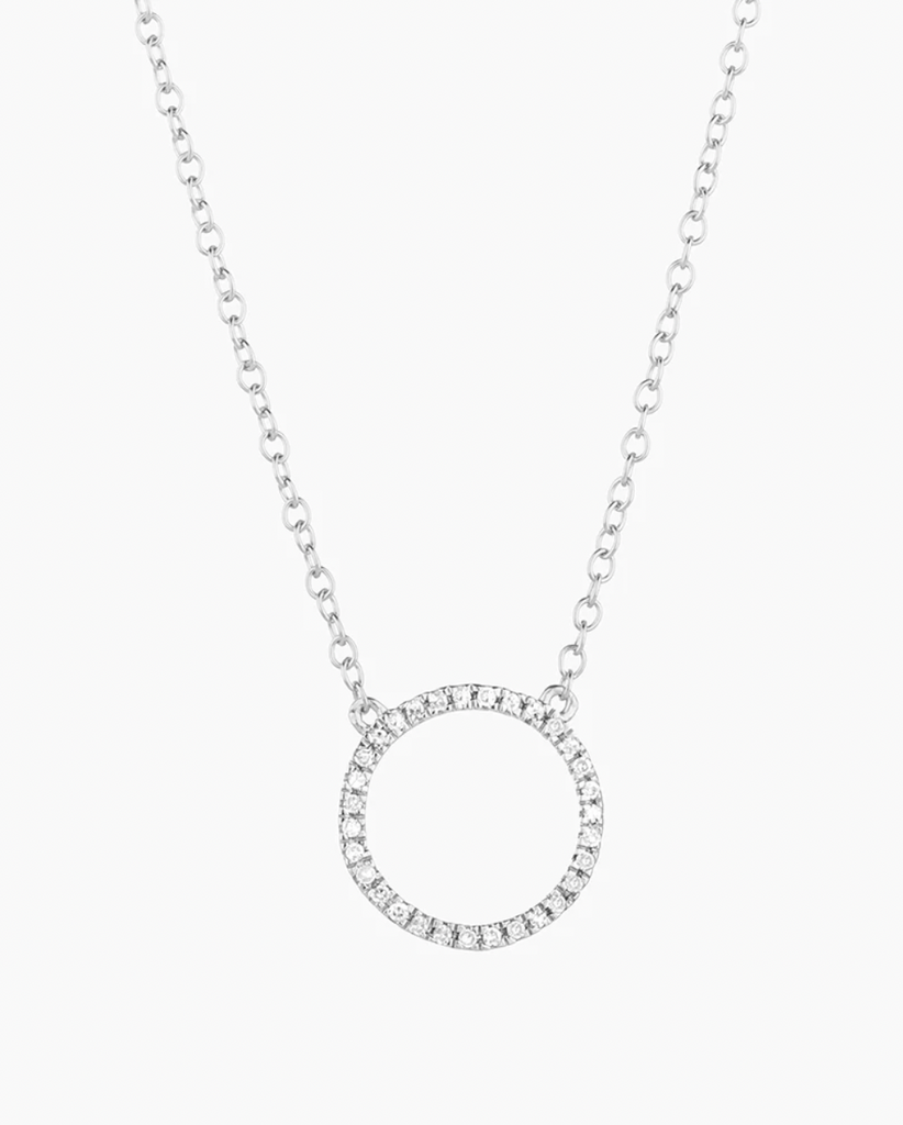 Sterling Silver Open Circle Diamond Necklace