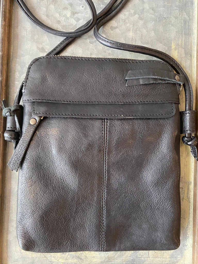 Back of Latico Ezra leather crossbody bag in black