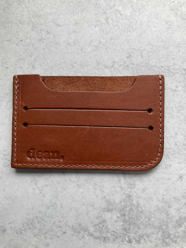 Handmade cognac leather card holder