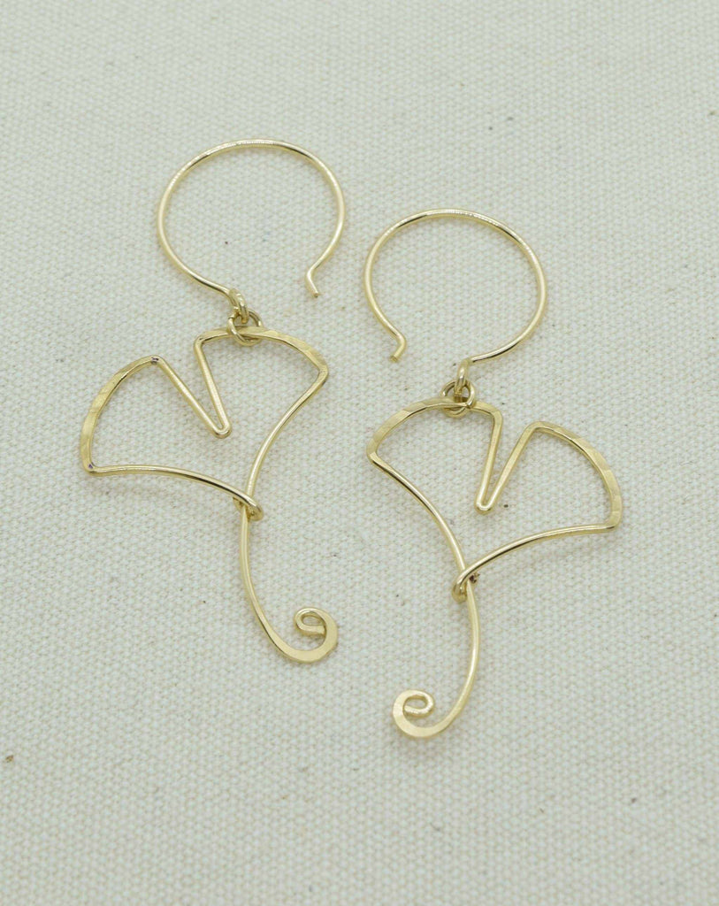 Handmade Golf Fill Ginkgo Leaf Dangle Earrings