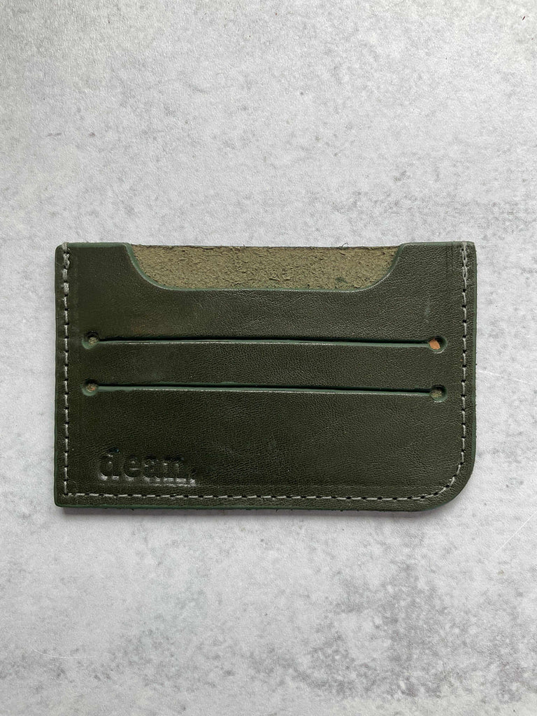 Handmade hunter green leather card holder