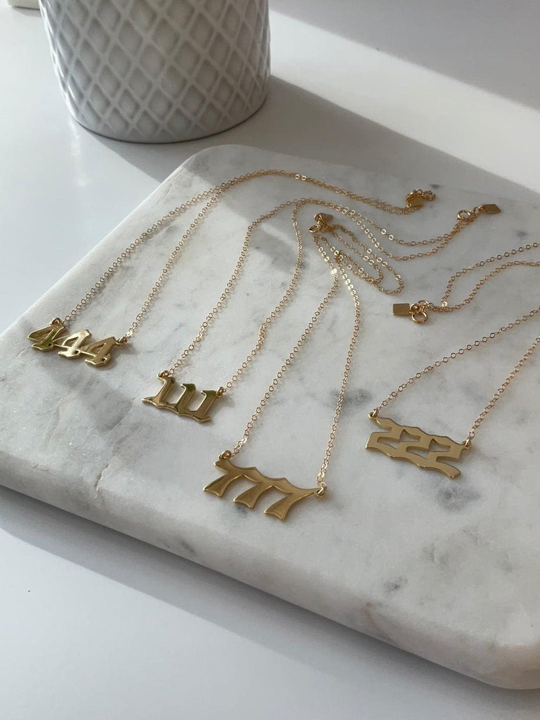 Angel number necklace options on 17" chain