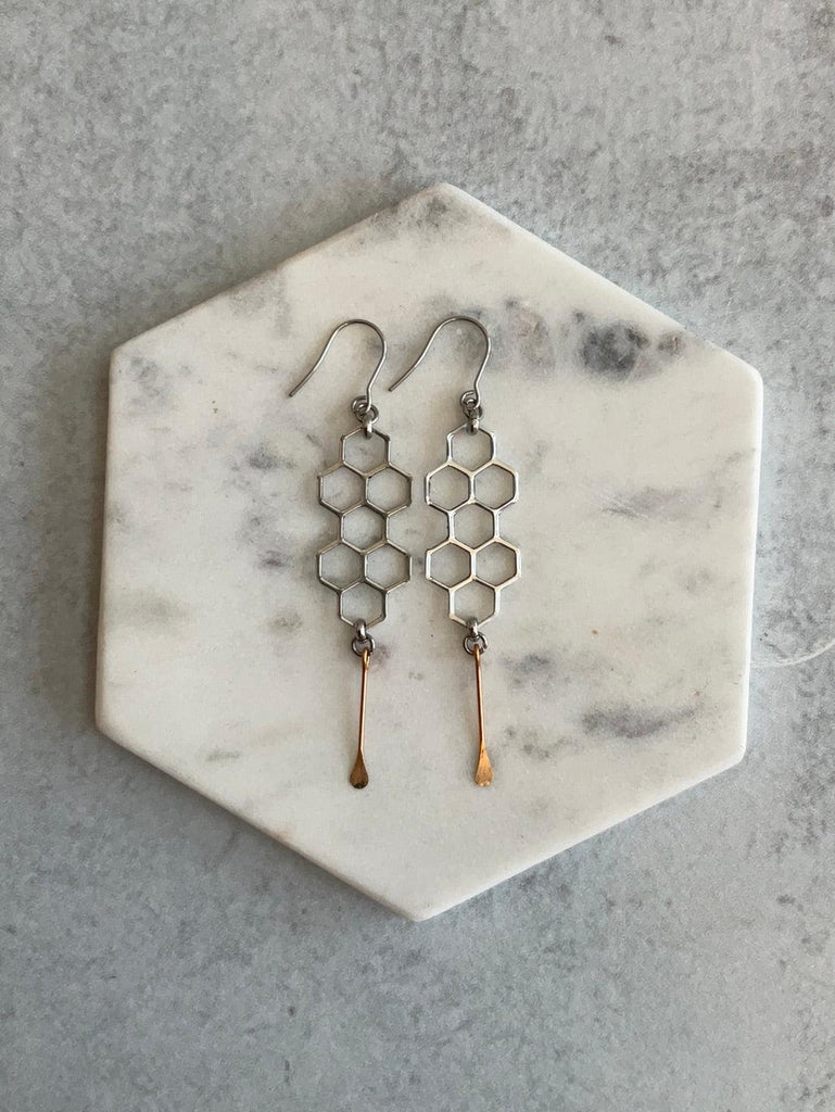 Mixed Metal Honeycomb Earrings