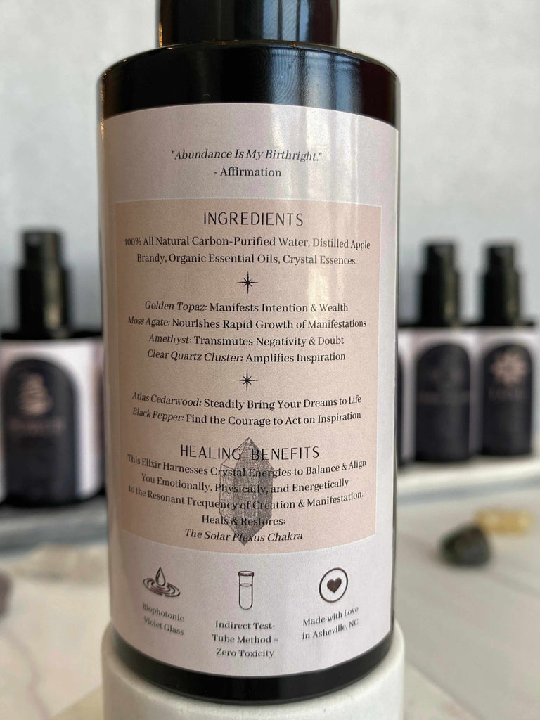 Crystal Elixir Aura Mist back label