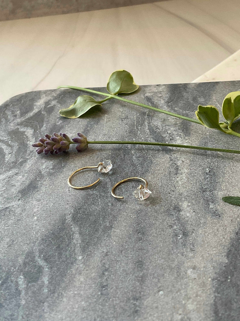 Herkimer Diamond Hug Hoop Earrings