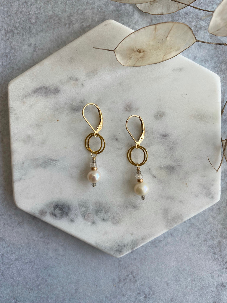 Freshwater pearl gold Audrey earrings