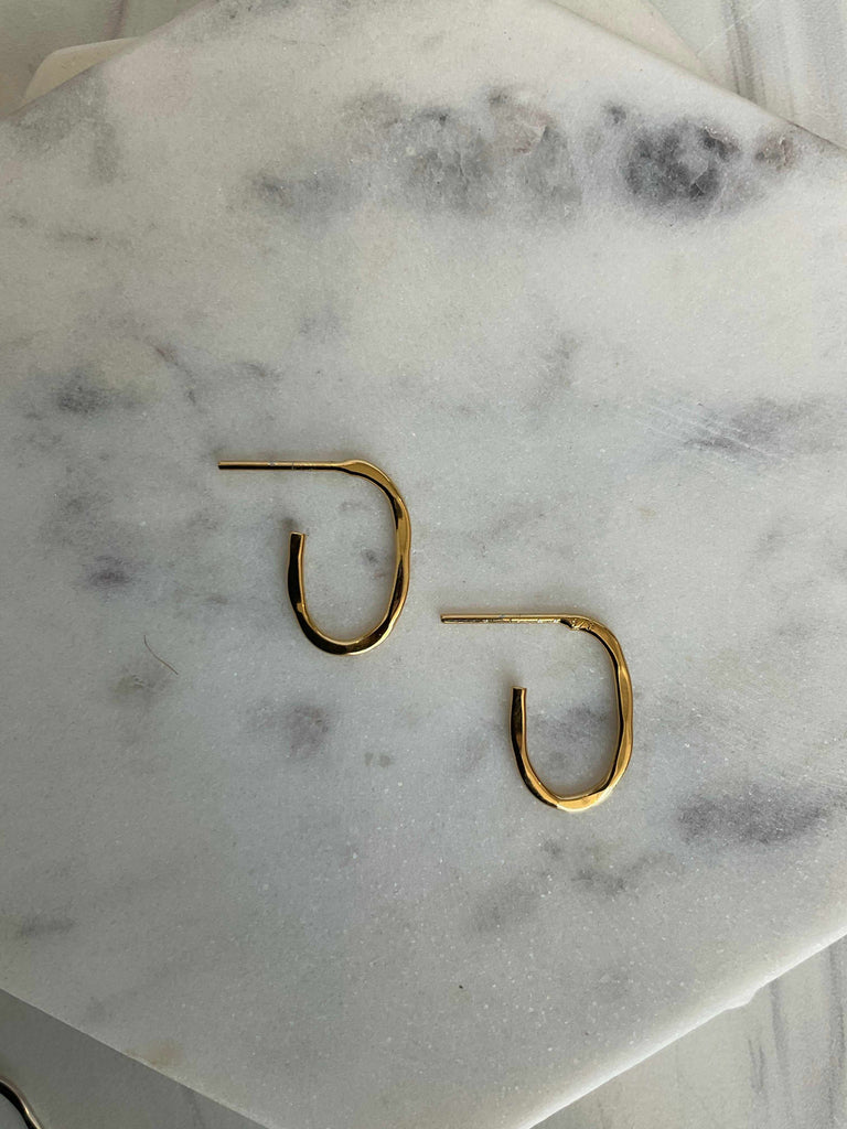Gold Plated Sterling Mini Hammered Hoop Earrings