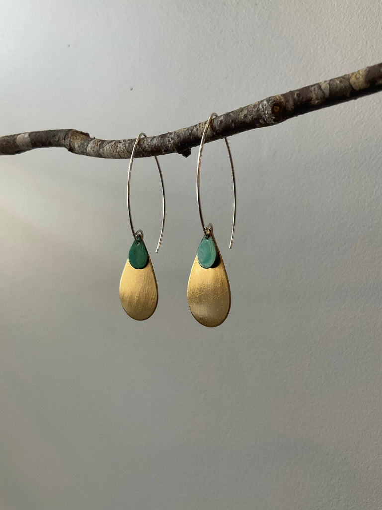 Lido Brass and Verdigris Drop Earrings
