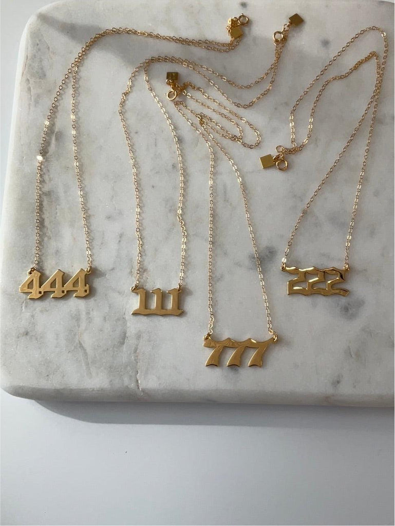 Angel numbers necklaces in gold