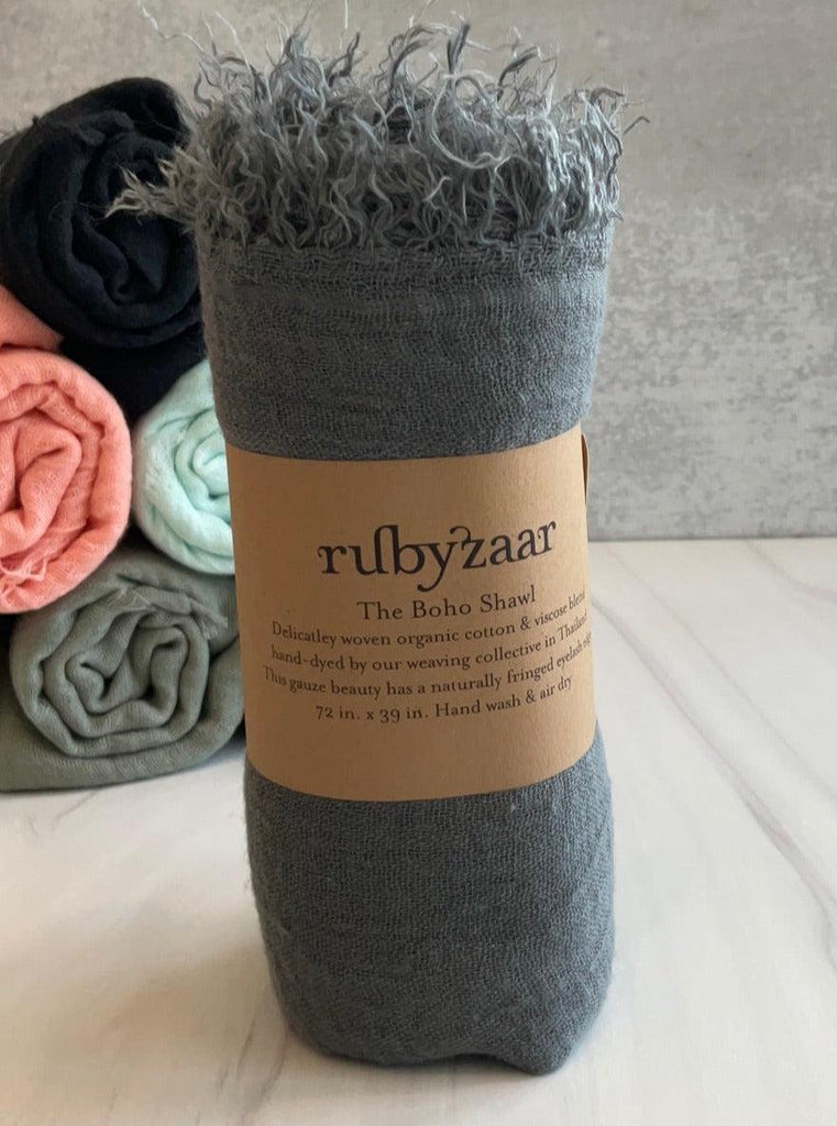 Rubyzaar boho shawl scarf in grey