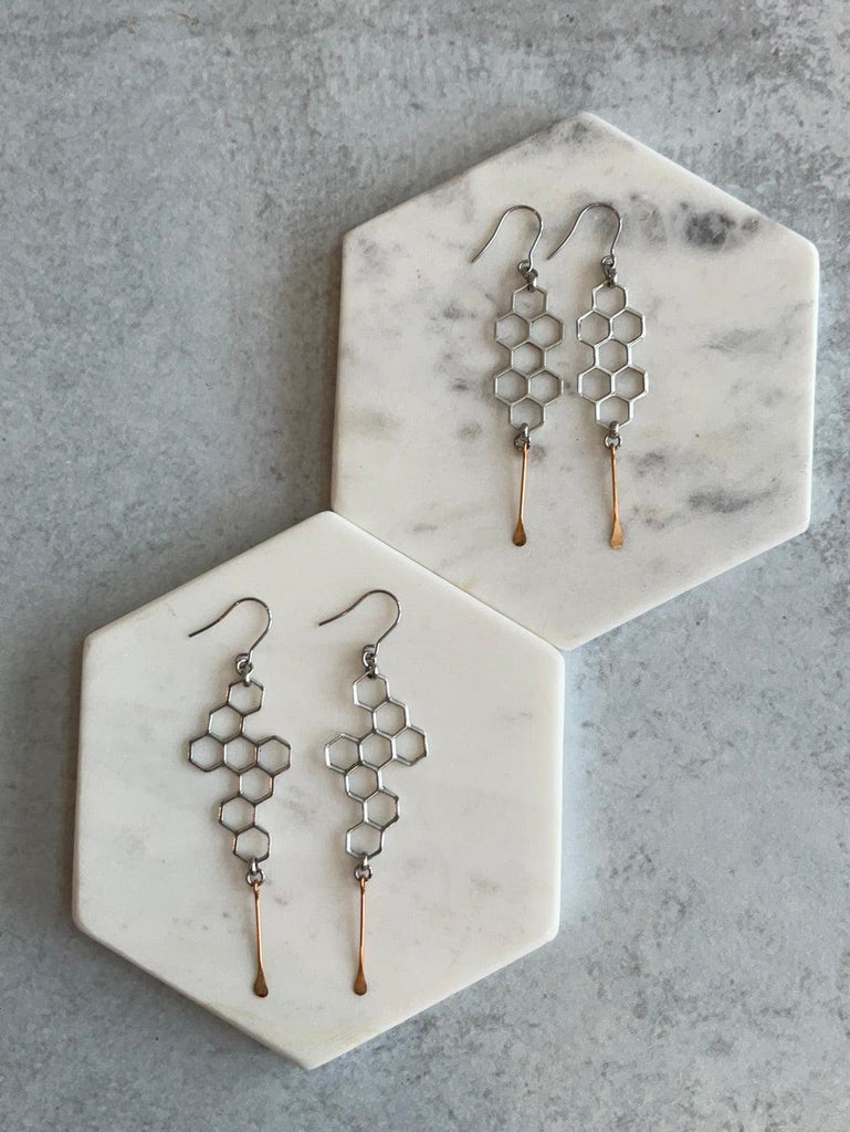 Honeycomb Earrings in Two Shapes