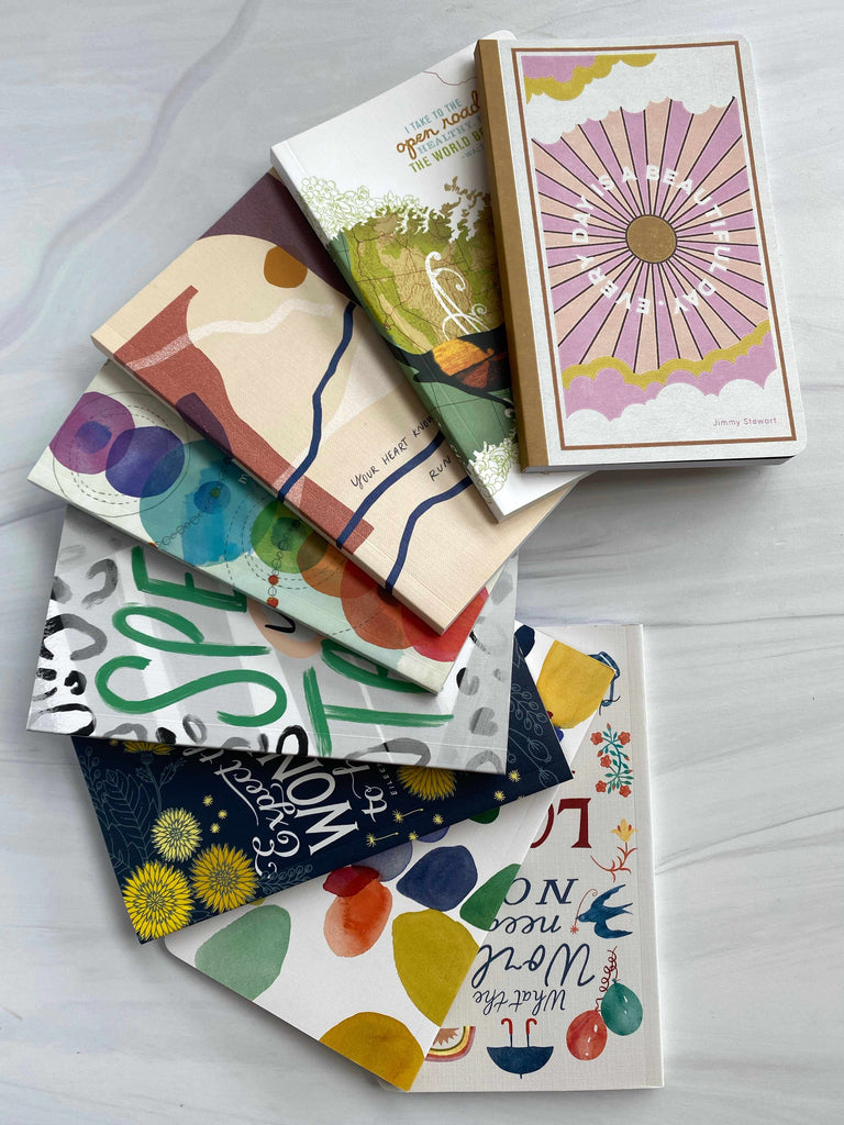 Set of Write Now Journals with Whimsical Art Covers