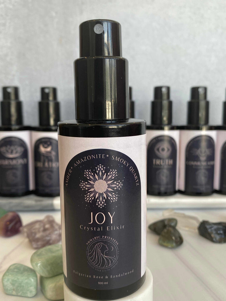 Crystal Elixir Aura Mist for Joy in rose and sandalwood