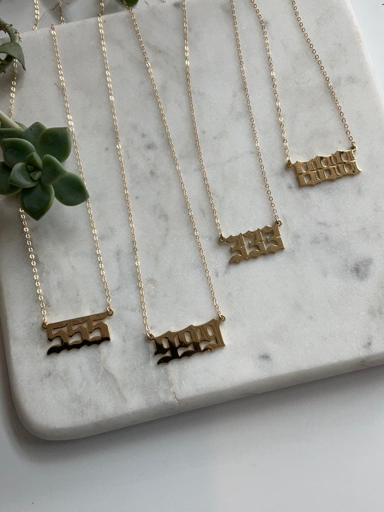 555, 999, 333, and 888 angel numbers necklace