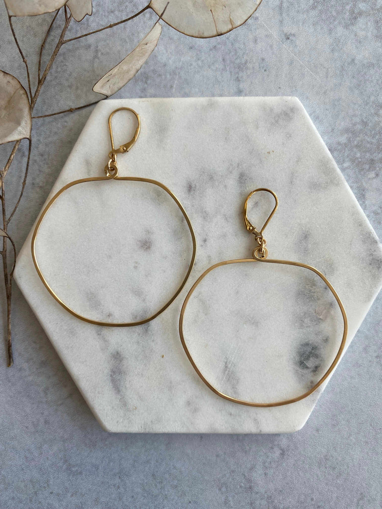 Apple Earrings hammered dangle hoops