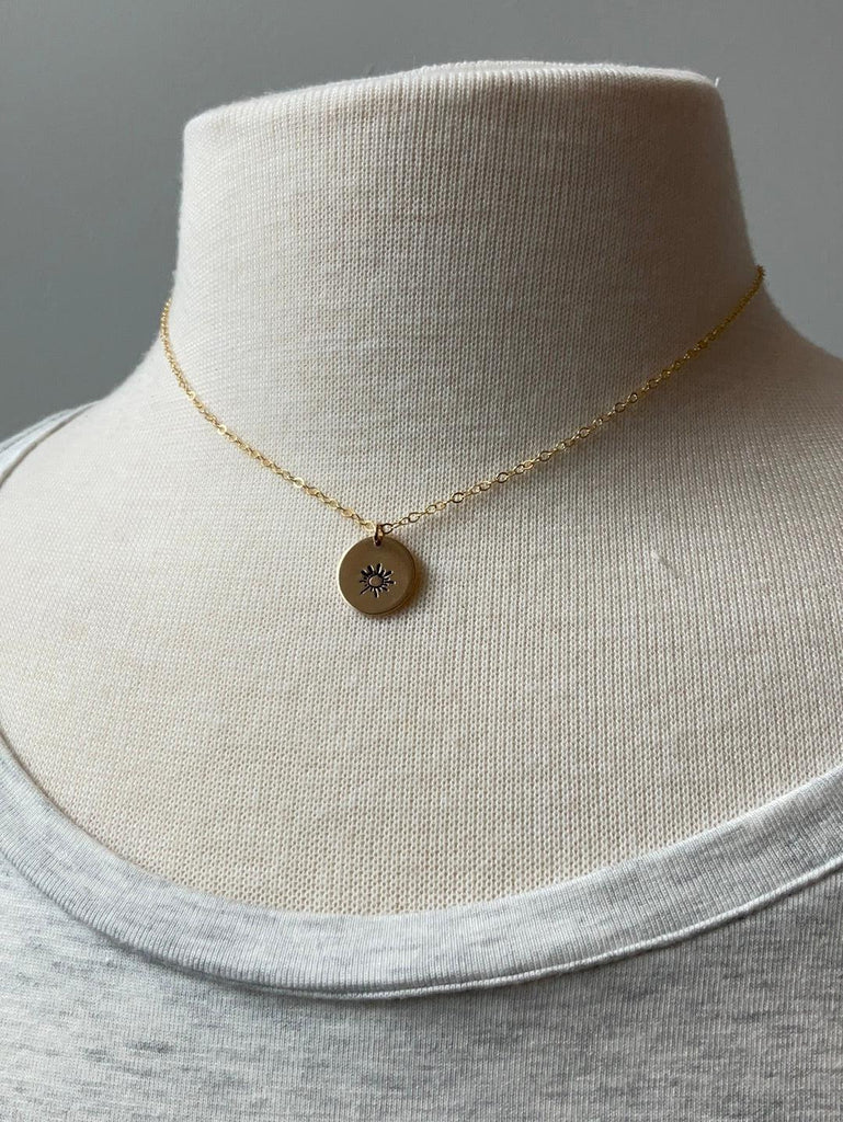 Sunshine Sun Necklace in 14K Gold Fill on Mannequin