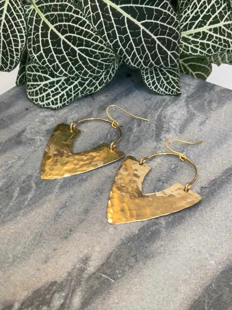 Prima Hammered Brass Hoop Earrings
