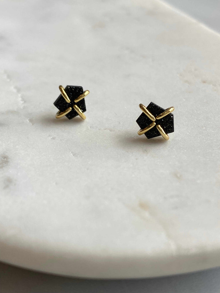 Druzy Prong Earrings in black