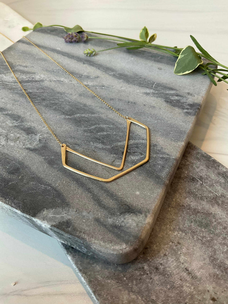 Gable geometric necklace in gold fill