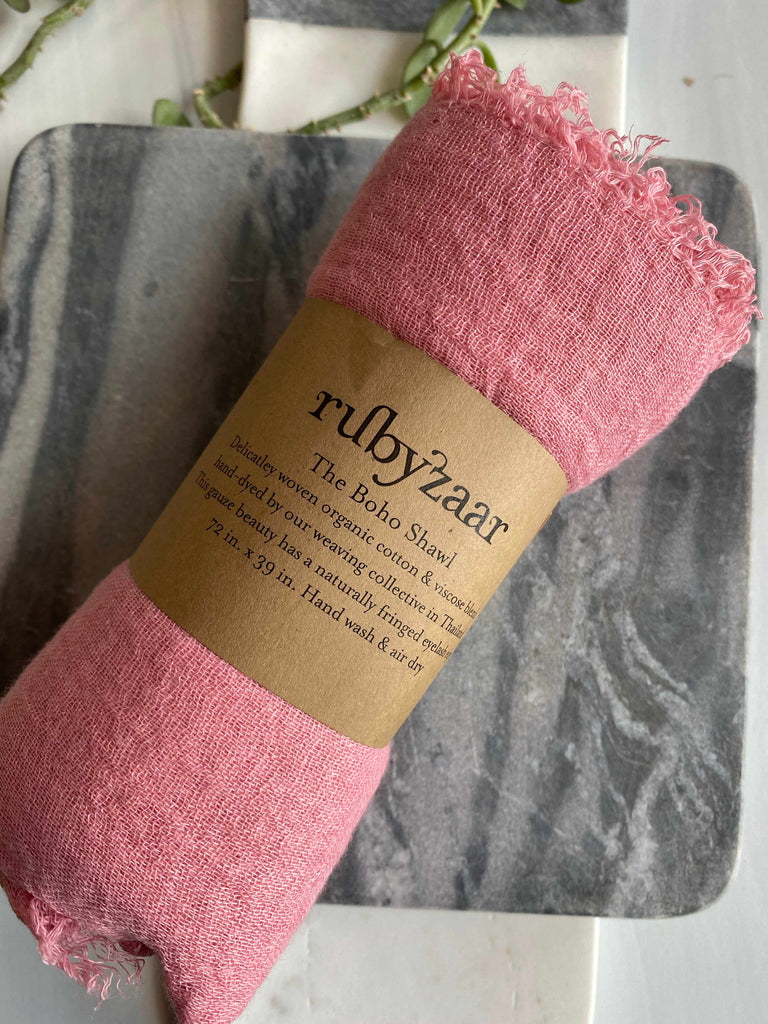 Rubyzaar boho shawl scarf in light pink
