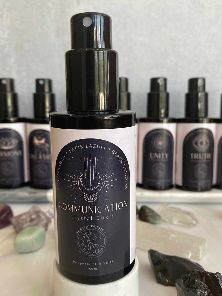Crystal Elixir Aura Mist for Communication in peppermint and tulsi