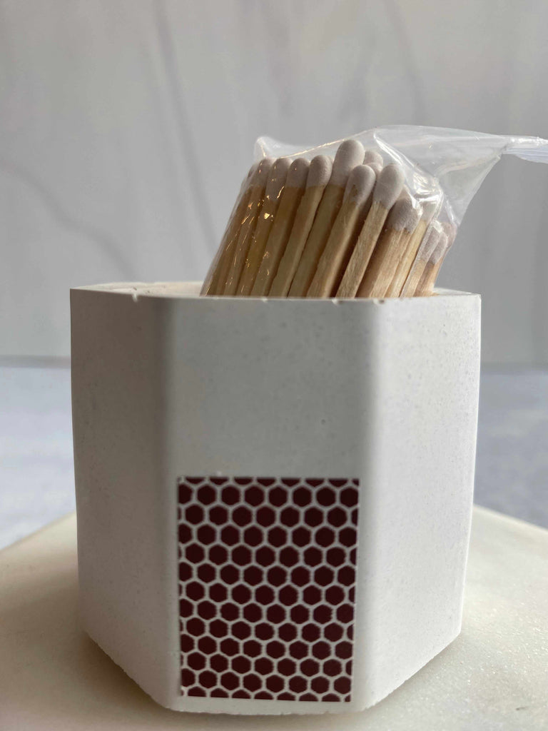 Match Stick Holder with Striker in white
