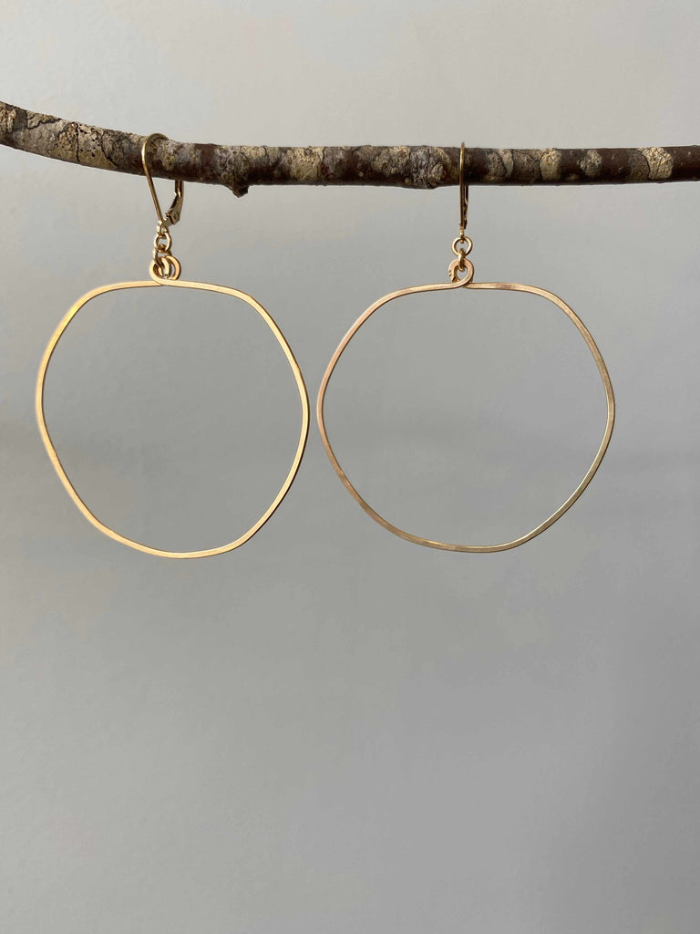 Apple Earrings hoops in hammered 14k gold fill