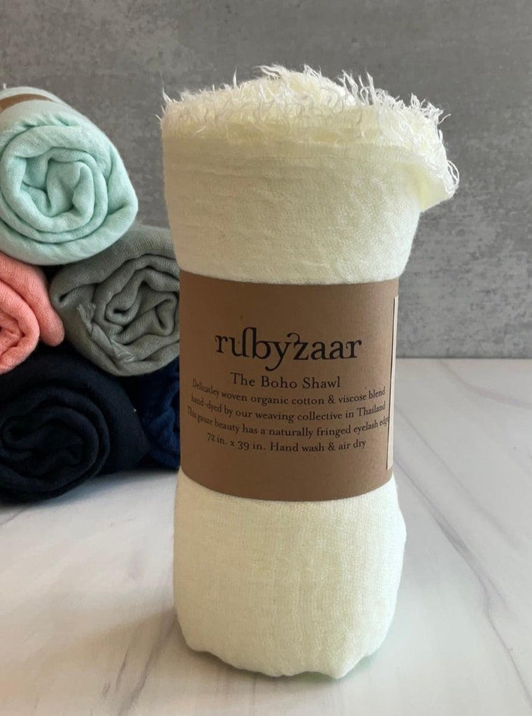 Rubyzaar boho shawl scarf in cream