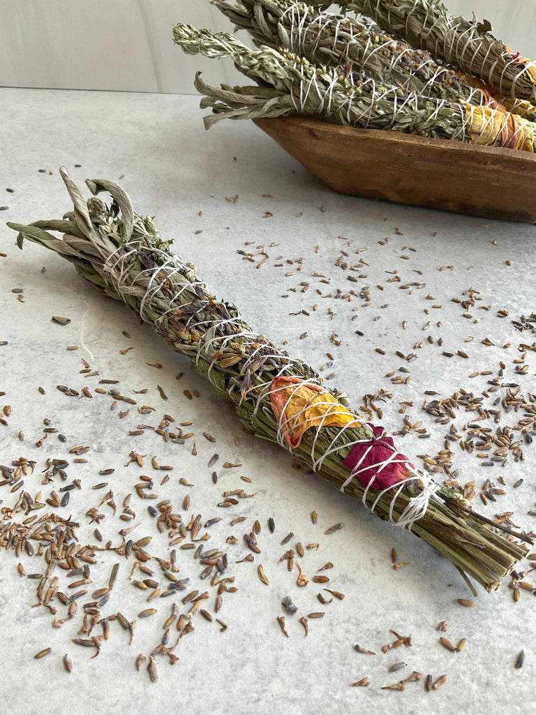 Local Sage with Rose and Mugwort Smudge Stick