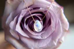 Luxe gemstone necklace on flower