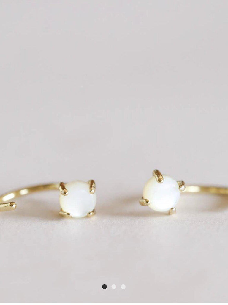 Gemstone Huggie Earrings in calming mother of pearl